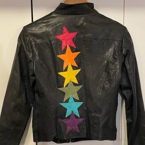Leather Jacket with Rainbow Stars 🌈